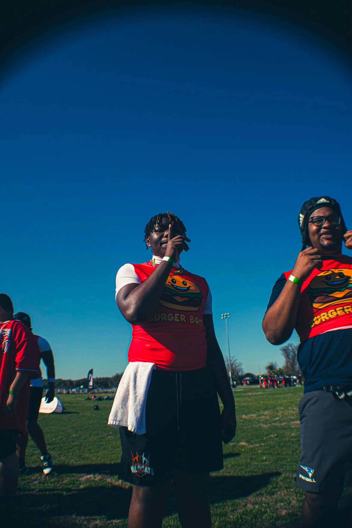 Zyhon Dieng in his Burger Boyz uniform on the football field